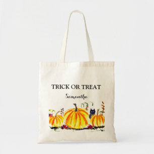 Tote Bag Halloween Cute Citrouille chat noir moderne