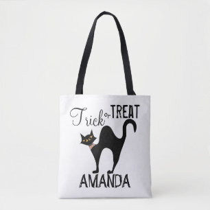 Tote Bag Halloween Cute Simple Trick ou Treat Black Cat