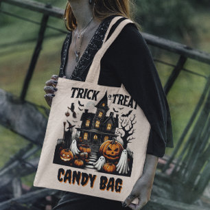 Tote Bag Halloween dans une maison hantée avec des citrouil