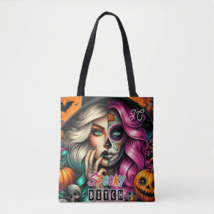 Tote Bag Halloween de fille Goth éffrayante