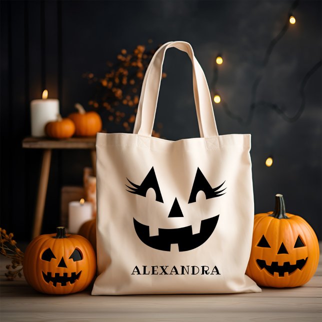 Tote Bag Halloween de visage de Citrouille de Jack-o'-lante (Créateur téléchargé)