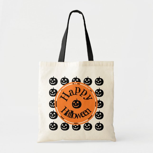 Tote Bag Halloween design Citrouille moderne (Devant)
