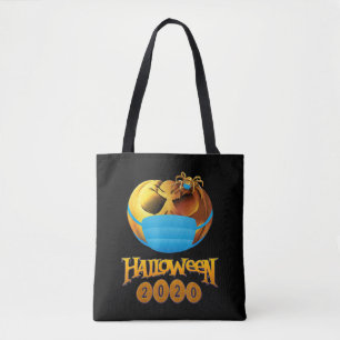 Tote Bag Halloween Drôle Citrouille Et Araignée Avec Masque