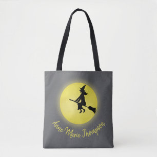 Tote Bag Halloween Éffrayant sorcière Broomstick Lune