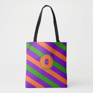 Tote Bag Halloween Festif Striped Custom Monogramme