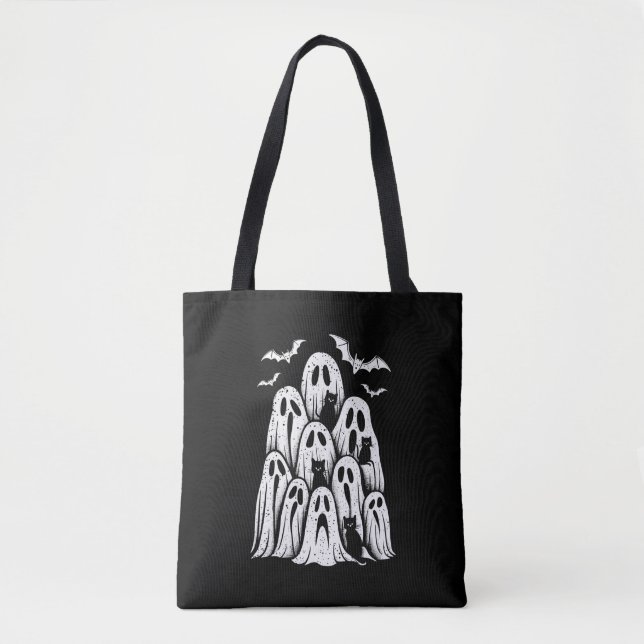 Tote Bag Halloween Ghost Chats Lover automne Éffrayante sai (Devant)