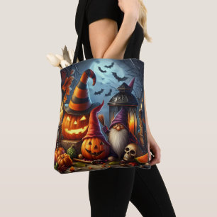 Tote Bag Halloween Gnome et Jack-O-Lanterns