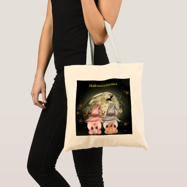 Tote Bag Halloween Gnomes Pleine lune Famille ou traitement (Devant (produit))