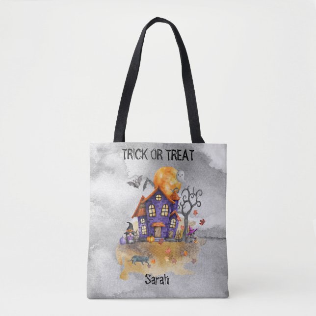 Tote Bag Halloween Maison Gnome Haunted - Brouillard ou tra (Devant)