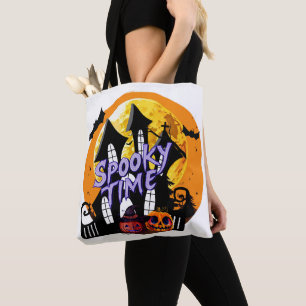 Tote Bag Halloween Maison Hantée à éffrayant temps