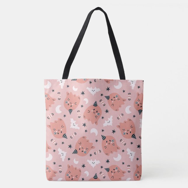 Tote Bag Halloween mignon fantôme, chauves-souris, étoiles  (Devant)