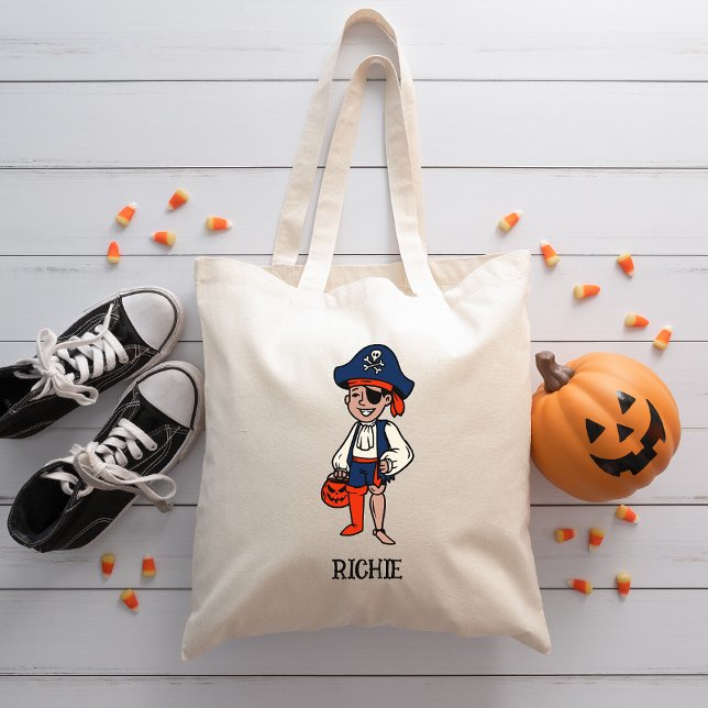 Tote Bag Halloween mignon garçon Pirate Trick ou traiter bo (Créateur téléchargé)