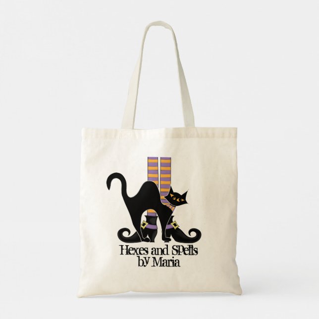 Tote Bag Halloween mignonne Trick Ou Treat Whimsical Black  (Dos)