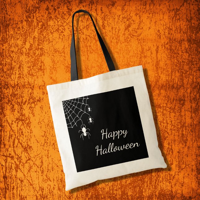 Tote Bag Halloween mignons araignées noir blanc Web gothiqu (Créateur téléchargé)