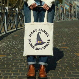 Tote Bag Halloween minimaliste sorcières Casquette Whimsica