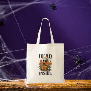 Tote Bag Halloween Moderne Crâne Effrayant et Citrouille