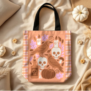 Tote Bag Halloween moderne Folk Art Pastel Plaid