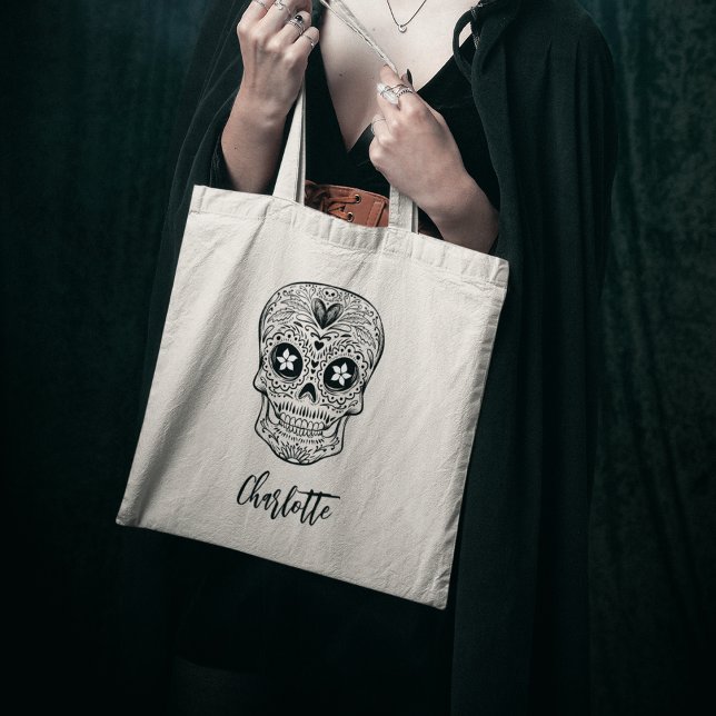Tote Bag Halloween personnalisée au crâne de Calavera (Créateur téléchargé)