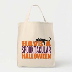 Tote Bag Halloween Spooktaculaire avec chat noir