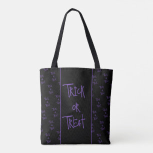 Tote Bag Halloween trick or treat violet et noir