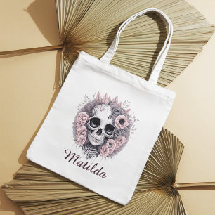 Tote Bag Halloween Trick Ou Traiter Crâne Roses Roses Roses
