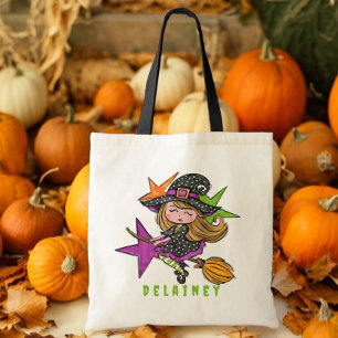 Tote Bag Halloween Trick ou Treat Witch Étoiles blanches