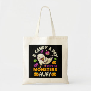 Tote Bag Halloween Un Bonbon Par Jour Empêche Les Monstres