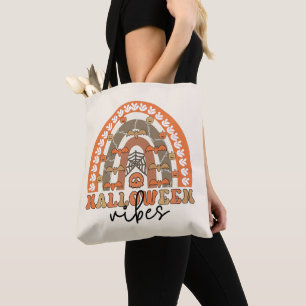 Tote Bag Halloween Vibes Boho Arc-en-ciel Automne Halloween