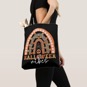 Tote Bag Halloween Vibes Boho Rainbow Automne Éffrayant