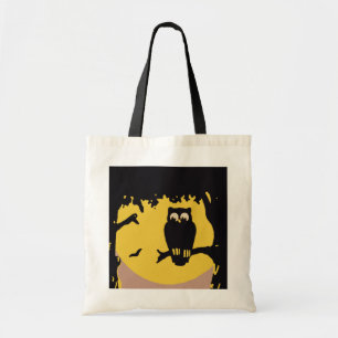 Tote Bag Halloween vintage, hibou effrayant dans l'arbre av