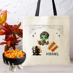 Tote Bag Halloween Whimsical Zombie Pilote Avion Enfants Ha