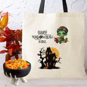 Tote Bag Halloween Whimsical Zombie Pilote Avion Enfants Ha