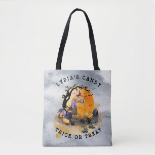 Tote Bag Halloween Witch Woods Scene ou Treat