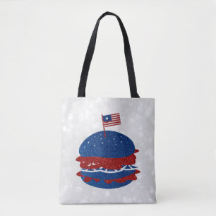 Tote Bag Hamburger 4 juillet Paillettes
