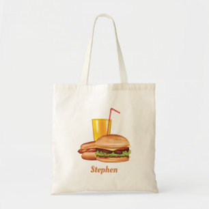 Tote Bag Hamburger Et Hot Dog Avec Boisson Et Nom