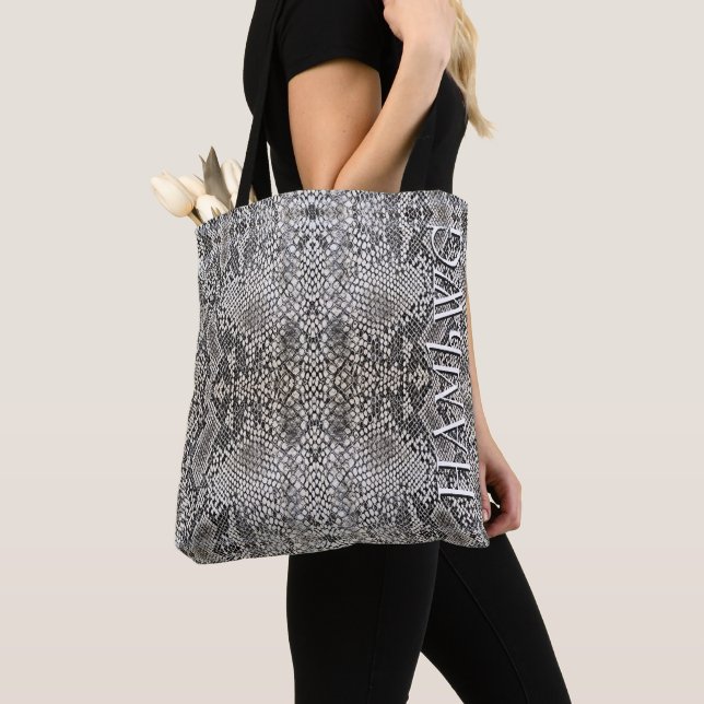 Tote Bag HAMbWG Cross Body Bag ou Fourre-tout - B W Snakesk (De près)