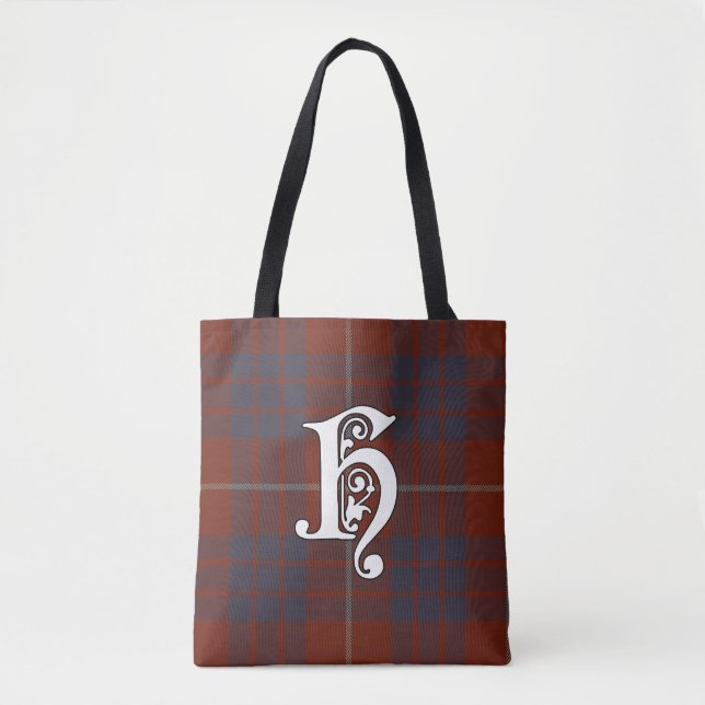 Tote Bag Hamilton Clan Tartan Monogramme (Devant)