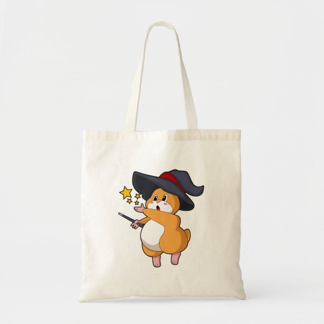Tote Bag Hamster as Wizard with Magic mur (Devant)