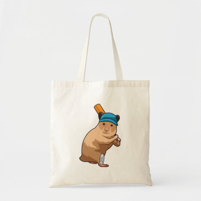 Tote Bag Hamster au cricket avec chauve-souris de cricket (Devant)