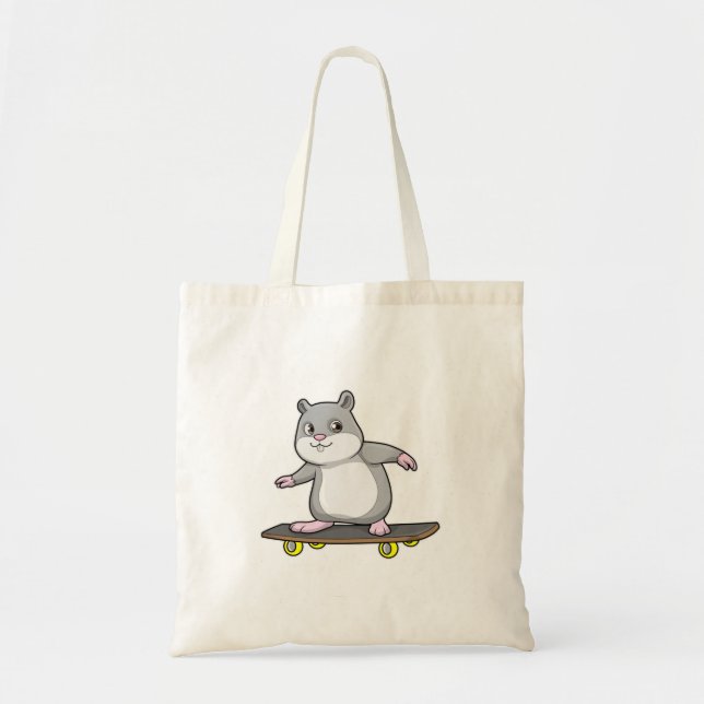 Tote Bag Hamster en patinage avec skateboard (Devant)