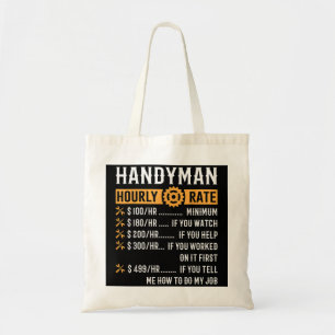 Tote Bag Handyman Horaire Note Drôle Handyman Cadeaux