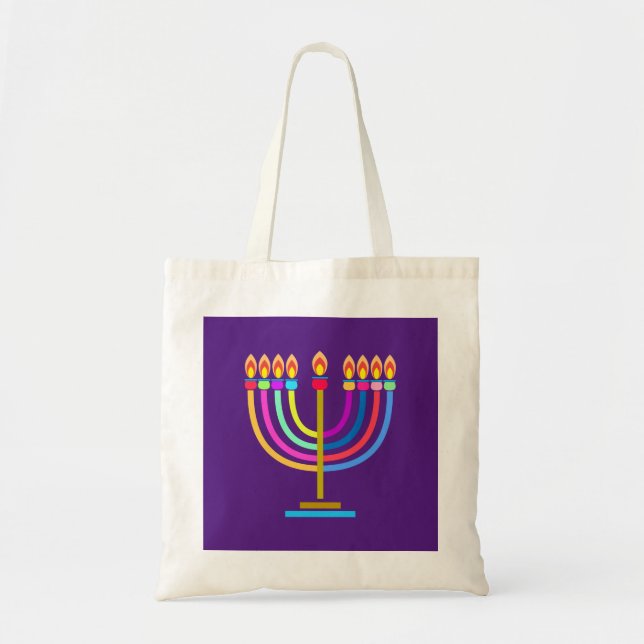 Tote Bag Hanoukka Menorah Lights Symbole de vacances (Devant)