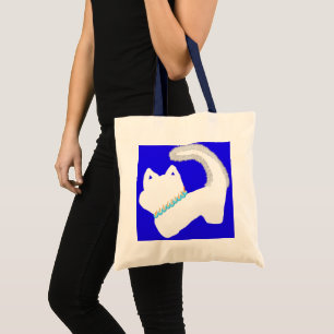 Tote Bag Hanoukka mignonne avec chat blanc et menorah