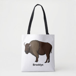Tote Bag Happy American bison buffalo illustration