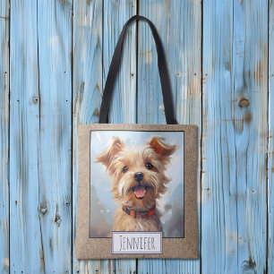 Tote Bag Happy Bright Yorkie Yorkshire Terrier Nom du chien