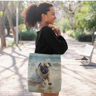 Tote Bag Happy Carlin at the Beach personnalisable
