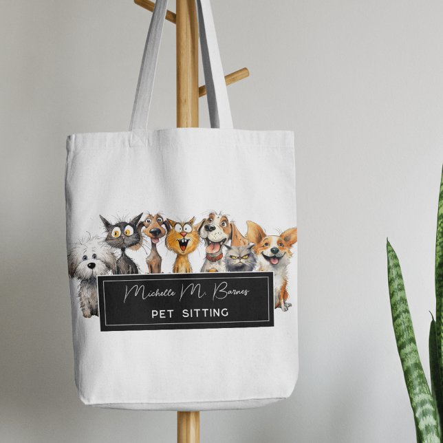Tote Bag Happy Crazy Cats Chiens Animaux de compagnie (Créateur téléchargé)