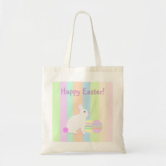 Tote Bag Happy Easter Bunny and Eggs