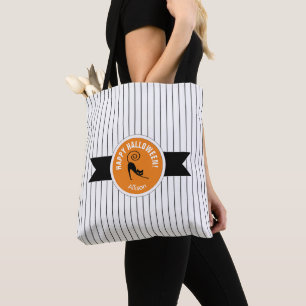 Tote Bag Happy Halloween Chat noir & Stripes ID686