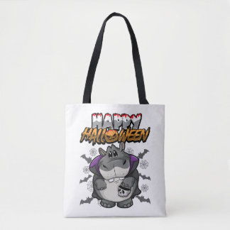 Tote Bag Happy Halloween déguisé Hippopotame